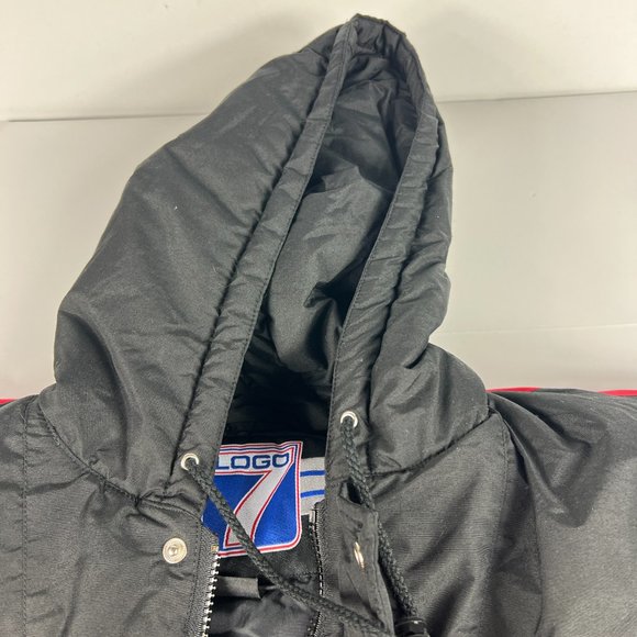 VTG 90s Logo 7 Chicago Bulls Jacket Extra Large Black & Red Full Zip Puffer Coat - Picture 7 of 16